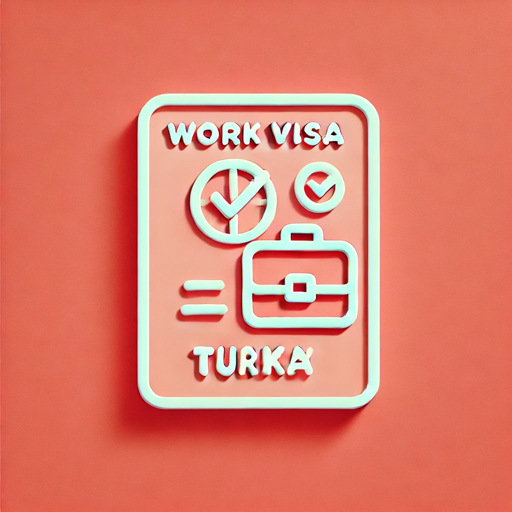DALL·E 2024 10 30 14.05.40 A minimalist image representing work visa opportunities in Turkey with a pastel red background. Include an abstract icon such as a passport with a c